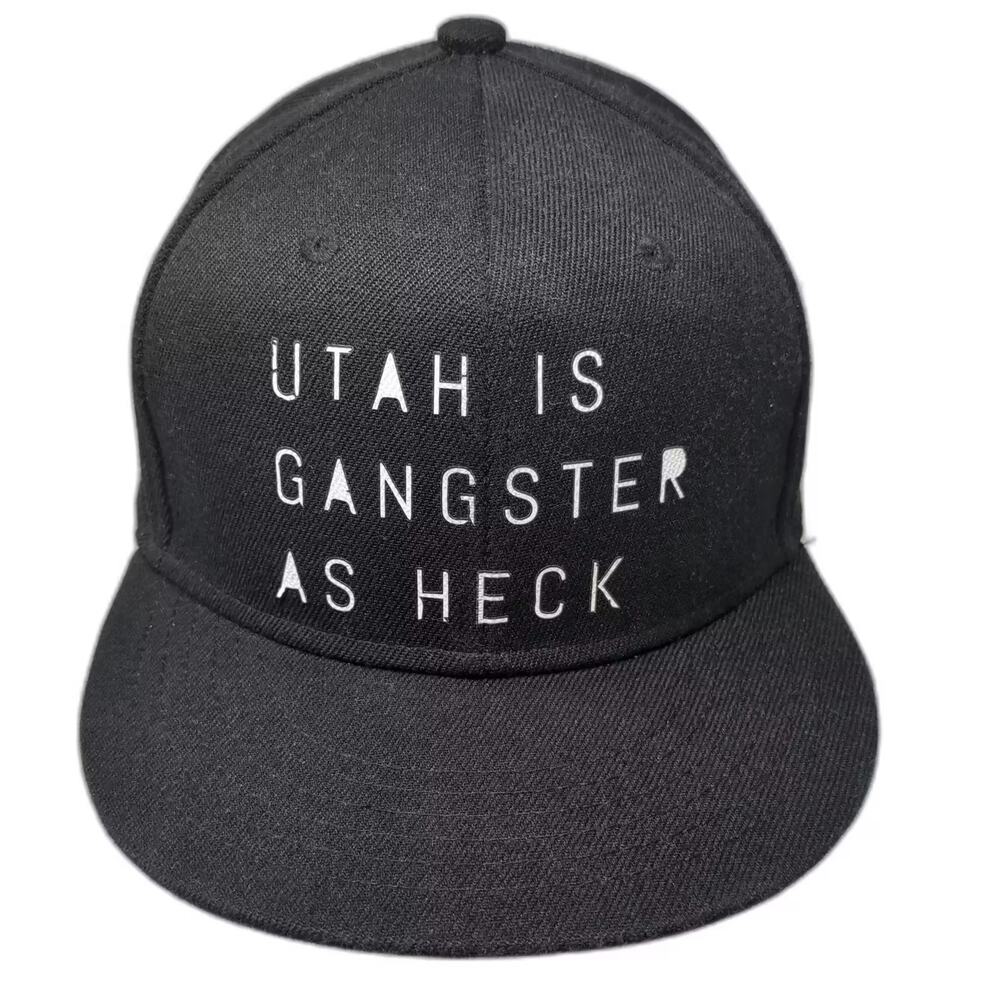Three In Snapback Hat Black White One Size Utah Is Gangster As Heck Embroidered